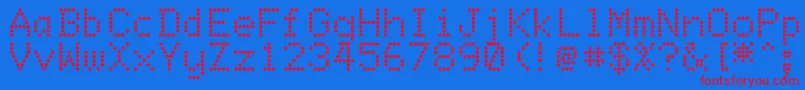 DotmatrixRegular-fontti – punaiset fontit sinisellä taustalla