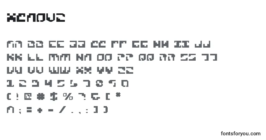 Schriftart Xenov2 – Alphabet, Zahlen, spezielle Symbole