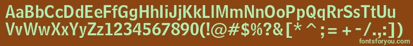 フォントBellcentennialstdNamenum – 緑色の文字が茶色の背景にあります。