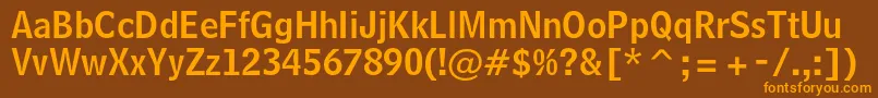 フォントBellcentennialstdNamenum – オレンジ色の文字が茶色の背景にあります。
