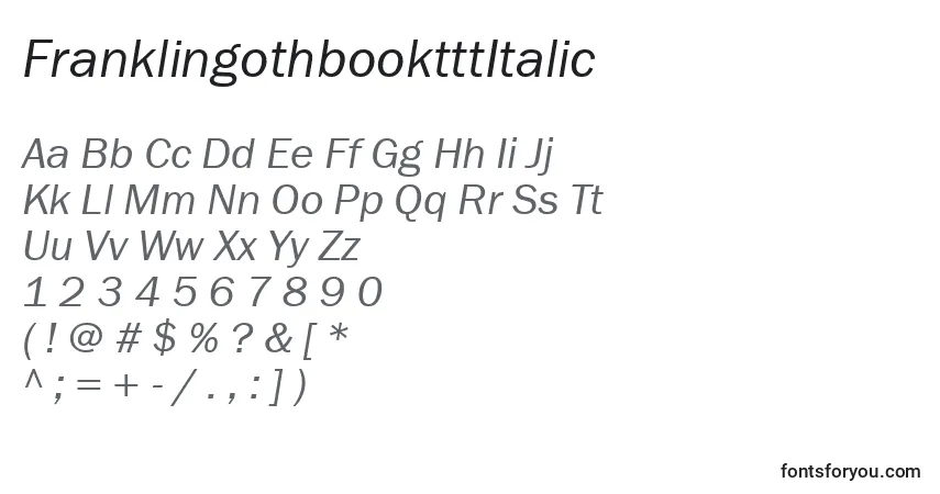Schriftart FranklingothbooktttItalic – Alphabet, Zahlen, spezielle Symbole