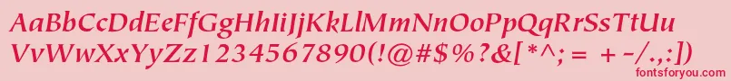 フォントTiepolostdBolditalic – ピンクの背景に赤い文字