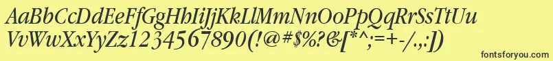 フォントGaramondbooknarrowgttItalic – 黒い文字の黄色い背景
