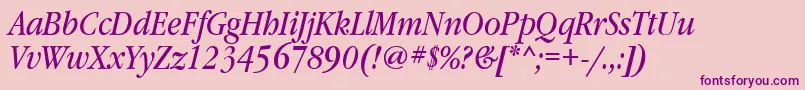 GaramondbooknarrowgttItalic-Schriftart – Violette Schriften auf rosa Hintergrund