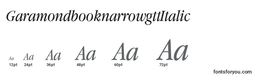 Размеры шрифта GaramondbooknarrowgttItalic