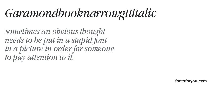 Review of the GaramondbooknarrowgttItalic Font