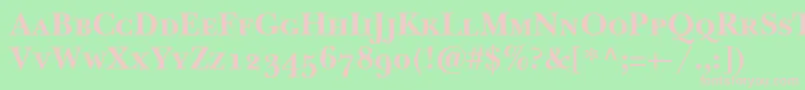 BaskervilleSmallCapsSsiBoldSmallCaps-fontti – vaaleanpunaiset fontit vihreällä taustalla
