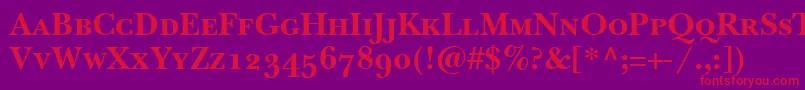 フォントBaskervilleSmallCapsSsiBoldSmallCaps – 紫の背景に赤い文字