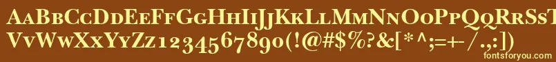 BaskervilleSmallCapsSsiBoldSmallCaps Font – Yellow Fonts on Brown Background