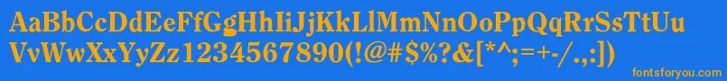 BondolineHeavy-Schriftart – Orangefarbene Schriften auf blauem Hintergrund