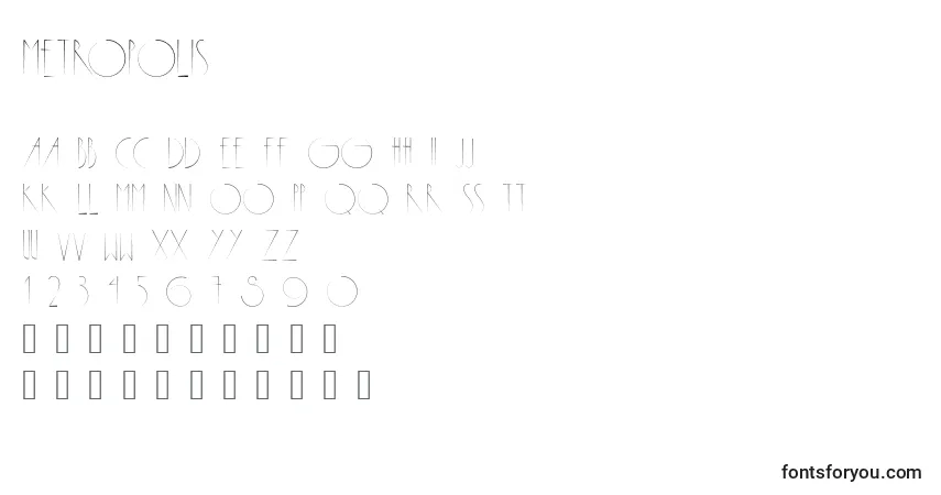 Schriftart Metropolis (71547) – Alphabet, Zahlen, spezielle Symbole