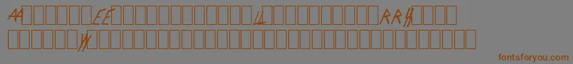 フォントSlayerLogo – 茶色の文字が灰色の背景にあります。