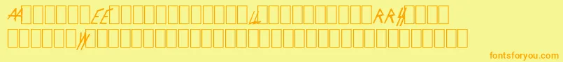 フォントSlayerLogo – オレンジの文字が黄色の背景にあります。