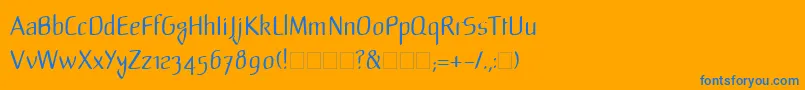 LinotypeMild-Schriftart – Blaue Schriften auf orangefarbenem Hintergrund