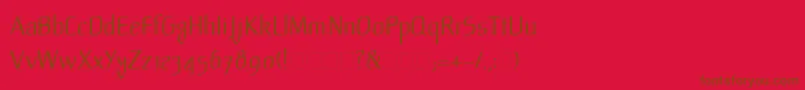 LinotypeMild-Schriftart – Braune Schriften auf rotem Hintergrund
