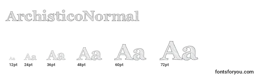 Размеры шрифта ArchisticoNormal