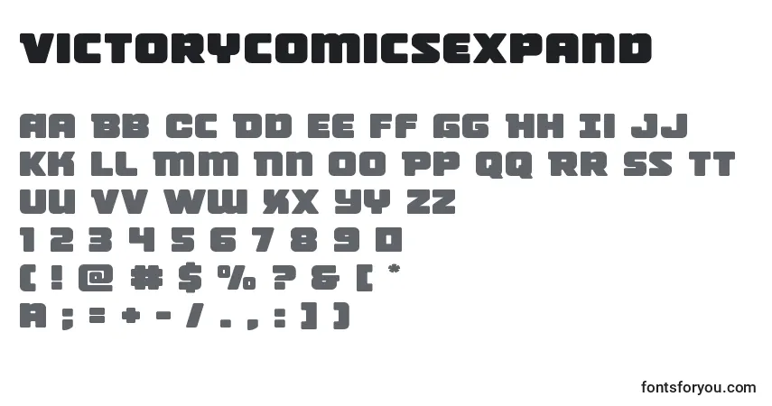 Schriftart Victorycomicsexpand – Alphabet, Zahlen, spezielle Symbole