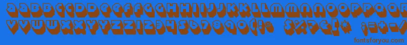 Sudbury Basin 3D-Schriftart – Braune Schriften auf blauem Hintergrund