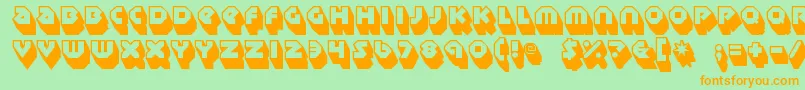 Sudbury Basin 3D-Schriftart – Orangefarbene Schriften auf grünem Hintergrund