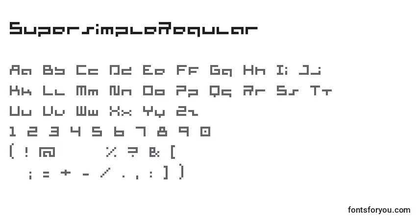 A fonte SupersimpleRegular – alfabeto, números, caracteres especiais