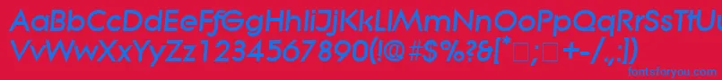 SaborDisplaySsiItalic-Schriftart – Blaue Schriften auf rotem Hintergrund