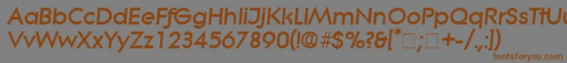フォントSaborDisplaySsiItalic – 茶色の文字が灰色の背景にあります。