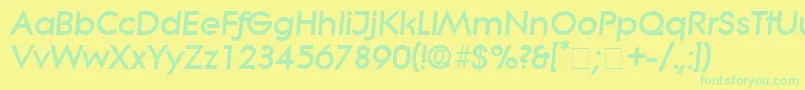 Fonte SaborDisplaySsiItalic – fontes verdes em um fundo amarelo