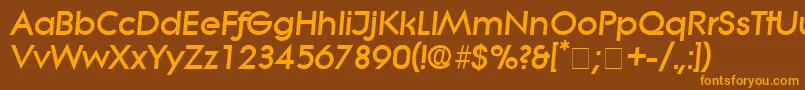 フォントSaborDisplaySsiItalic – オレンジ色の文字が茶色の背景にあります。