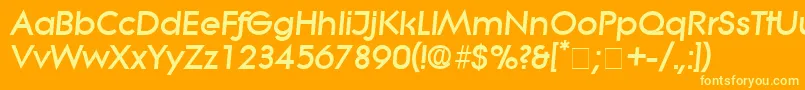 Fonte SaborDisplaySsiItalic – fontes amarelas em um fundo laranja