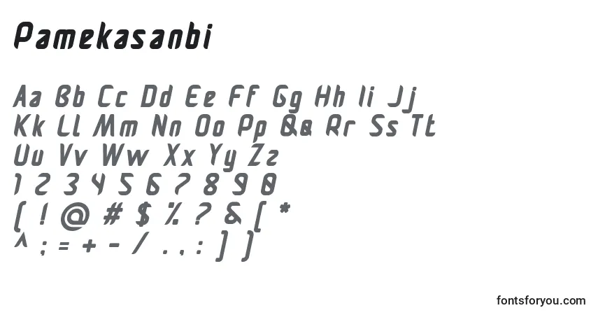 Шрифт Pamekasanbi – алфавит, цифры, специальные символы