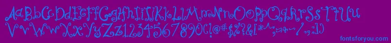 CurlyCoryphaeus-fontti – siniset fontit violetilla taustalla