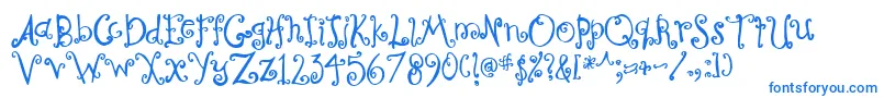 Fonte CurlyCoryphaeus – fontes azuis em um fundo branco