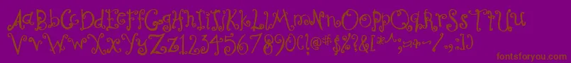 フォントCurlyCoryphaeus – 紫色の背景に茶色のフォント
