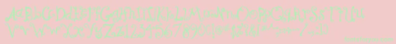 CurlyCoryphaeus-Schriftart – Grüne Schriften auf rosa Hintergrund