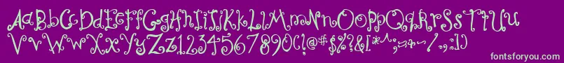 CurlyCoryphaeus-fontti – vihreät fontit violetilla taustalla