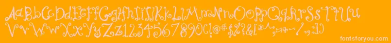 CurlyCoryphaeus-Schriftart – Rosa Schriften auf orangefarbenem Hintergrund