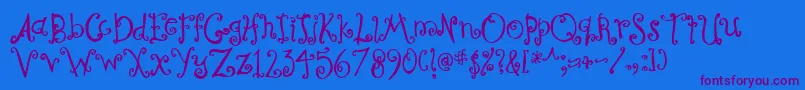 CurlyCoryphaeus Font – Purple Fonts on Blue Background