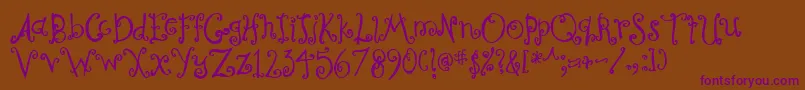CurlyCoryphaeus-Schriftart – Violette Schriften auf braunem Hintergrund