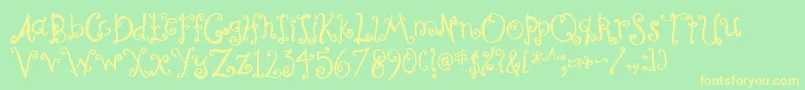 CurlyCoryphaeus Font – Yellow Fonts on Green Background