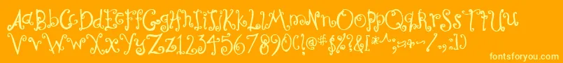Шрифт CurlyCoryphaeus – жёлтые шрифты на оранжевом фоне