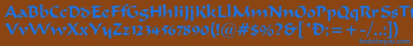 Weitere Informationen zur FergusonRegular-Schriftart FergusonRegular-Schriftart – Blaue Schriften auf braunem Hintergrund