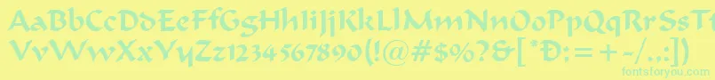 FergusonRegular-Schriftart – Grüne Schriften auf gelbem Hintergrund