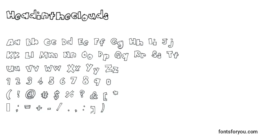 Schriftart Headintheclouds – Alphabet, Zahlen, spezielle Symbole