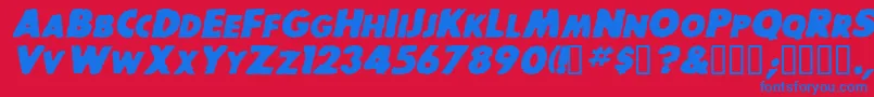 Шрифт BaddogscapssskBolditalic – синие шрифты на красном фоне