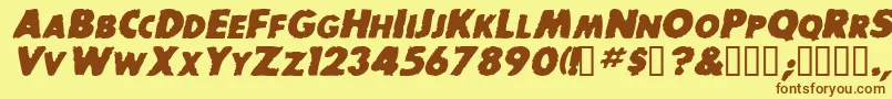 BaddogscapssskBolditalic Font – Brown Fonts on Yellow Background