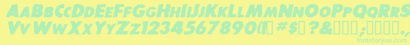 BaddogscapssskBolditalic Font – Green Fonts on Yellow Background