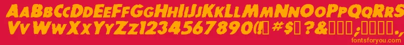 フォントBaddogscapssskBolditalic – 赤い背景にオレンジの文字