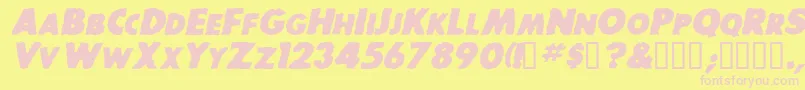 BaddogscapssskBolditalic Font – Pink Fonts on Yellow Background