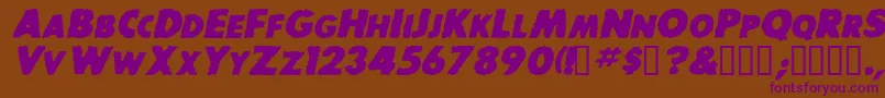 BaddogscapssskBolditalic Font – Purple Fonts on Brown Background