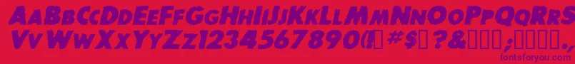 BaddogscapssskBolditalic-Schriftart – Violette Schriften auf rotem Hintergrund